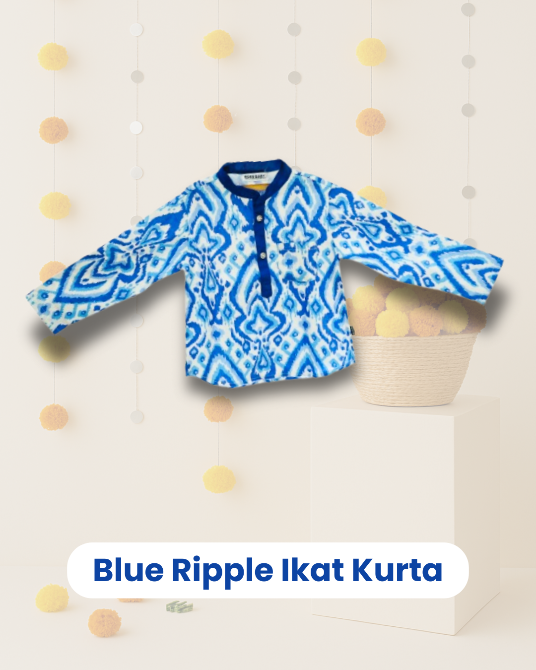 Blue Ripple Ikat Kurta